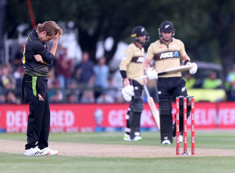 Action from the first New Zealand-Australia T20I game